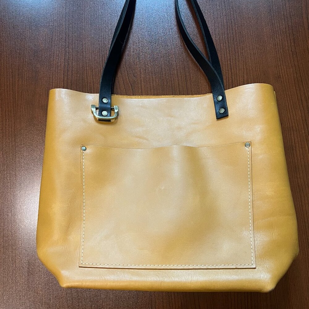 Leather Tote Bag In Mango